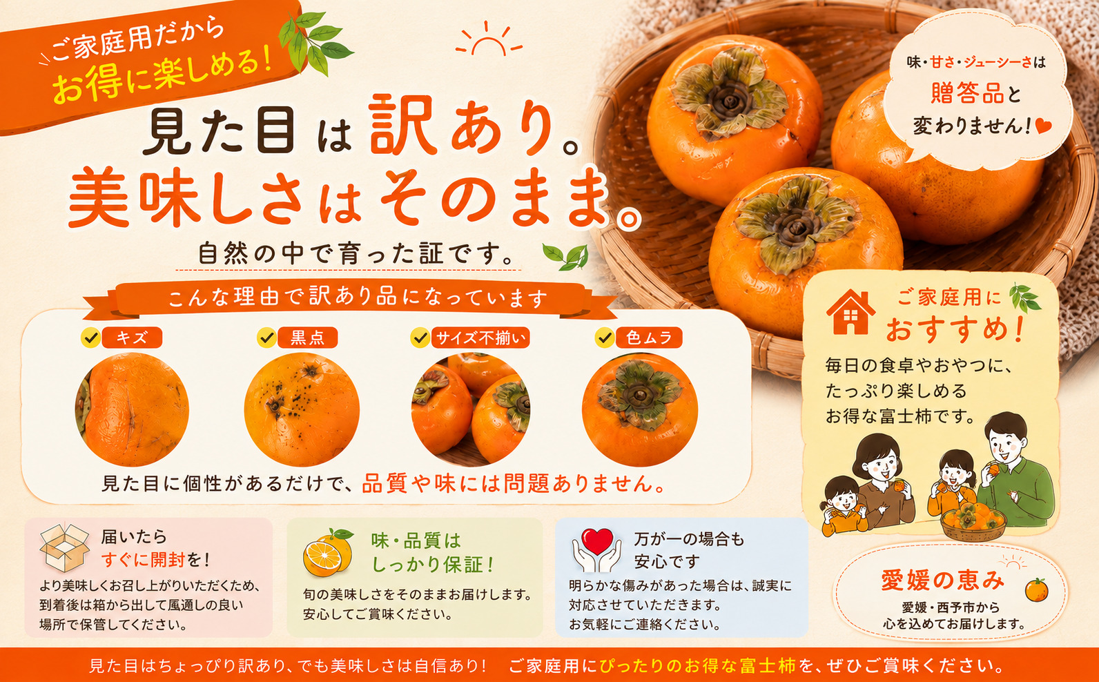＜訳あり 愛媛県産富士柿 合計約3.5kg＞『2026年11月上旬～12月下旬迄に順次出荷予定』かき 柿 ふじ柿 果物 くだもの フルーツ 旬 大玉 大きいサイズ 濃厚 秋の味覚 食べ応え抜群 特産品 株式会社OSN 愛媛県 西予市 【常温】