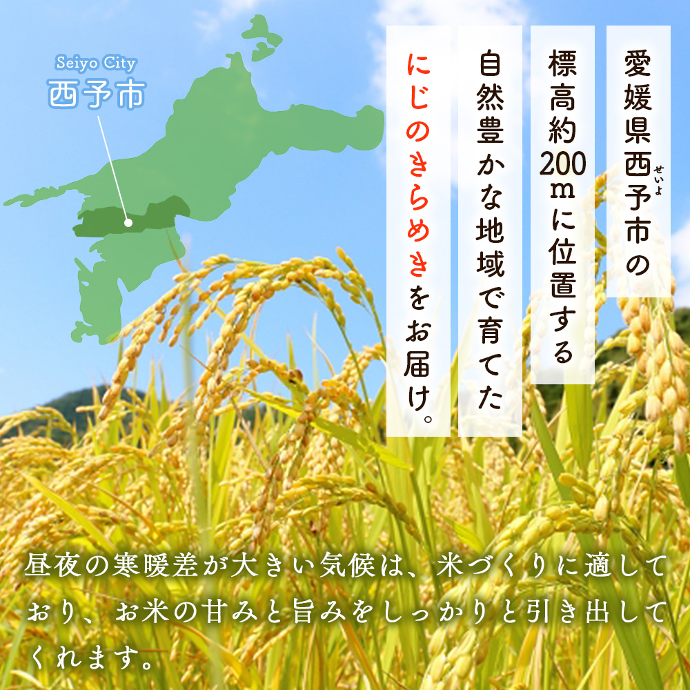 ＜にじのきらめき 約10kg＞ 10キロ ニジノキラメキ 米 お米 コメ こめ 白米 精米 やや大粒 ご飯 ライス 穀物 特産品 愛媛県産 西予市産 宇和町産 ファームNINOMIYA 愛媛県 西予市