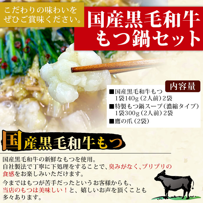 国産黒毛和牛もつ鍋セット～特製にんにく醤油味～（2人前×2セット）
