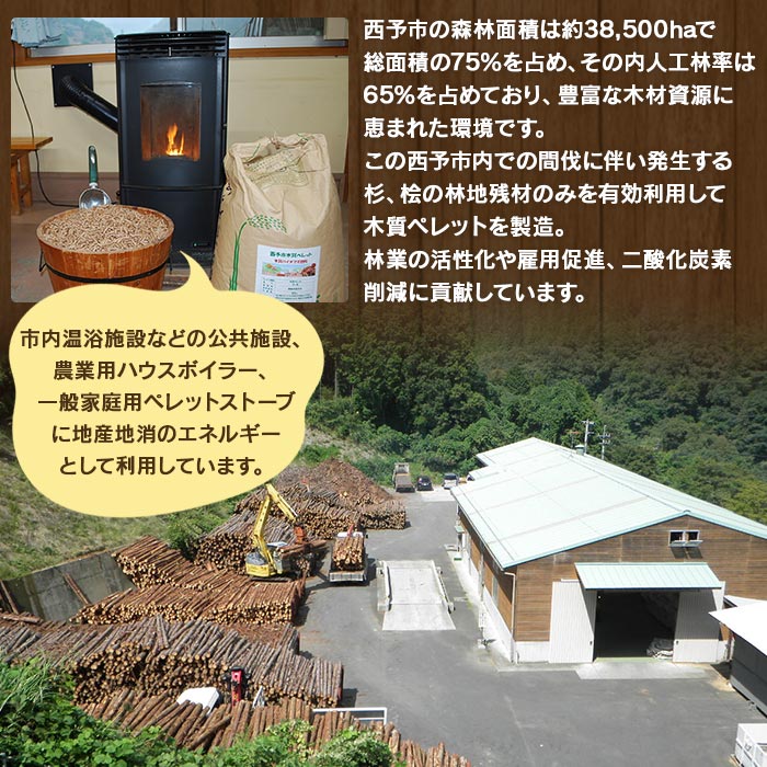 ＜西予市木質ペレット 約60kg (全木)＞ 木材 木製 ウッド ストーブ ペレットストーブ 燃料 猫砂 ネコ砂 ねこすな ねこ砂 ペット トイレ 間伐材使用 自然素材 ペット用品 国産 SDGs エフシー 愛媛県 西予市 約60kg（寄附額17,000円）