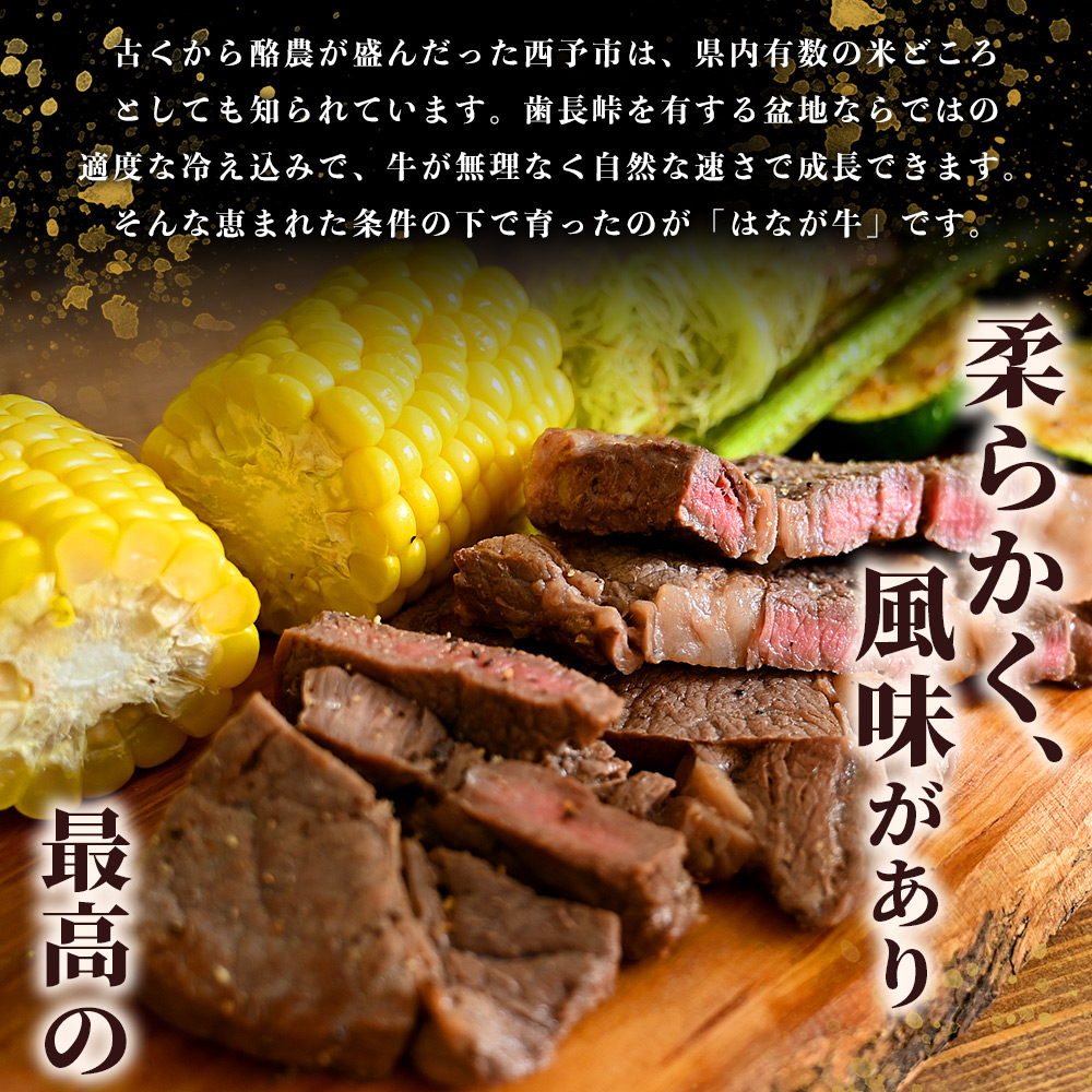 ＜熟成肉 はなが牛 ロースステーキ 3枚（1枚200g）＞ 牛肉 牛 肉 ろーすすてーき ステーキ サーロイン ブランド牛 鉄板焼き 焼き肉 焼肉 バーベキュー BBQ 国産 小分け 特産品 愛媛県 ゆうぼく 西予市