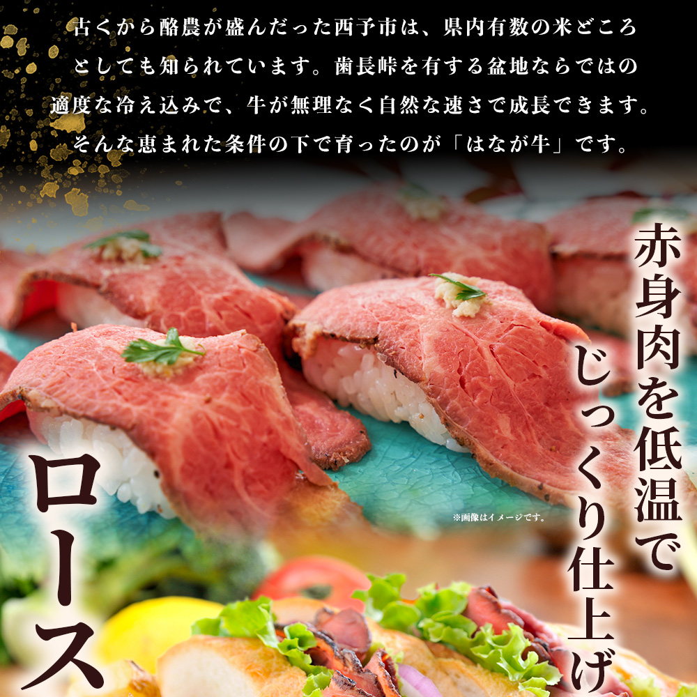 ＜熟成肉 はなが牛ローストビーフ 4袋（1袋200g）＞ 牛肉 牛 肉 ろーすとびーふ 国産 タレ付き 赤身 パーティー ディナー 丼 おつまみ おかず 加工品 特産品 小分け ブランド牛 ゆうぼく 愛媛県 西予市