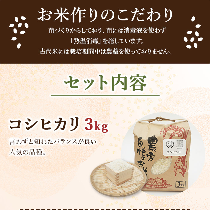 ＜古代米も入った！やまこのうえんのお米 4種類食べ比べセット 合計5.3kg＞ お米 コメ ご飯 こしひかり コシヒカリ にじのきらめき 古代米 黒米 赤米 食べ比べ 愛媛県 西予市