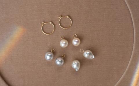 明浜産あこや真珠8.5mm　K18YGフープピアス