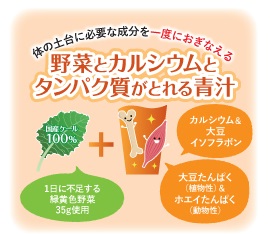 野菜とカルシウムとタンパク質がとれる青汁