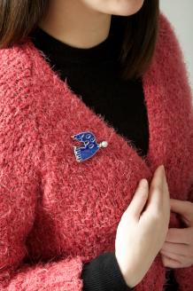 明浜産真珠ブローチ鳥（青）