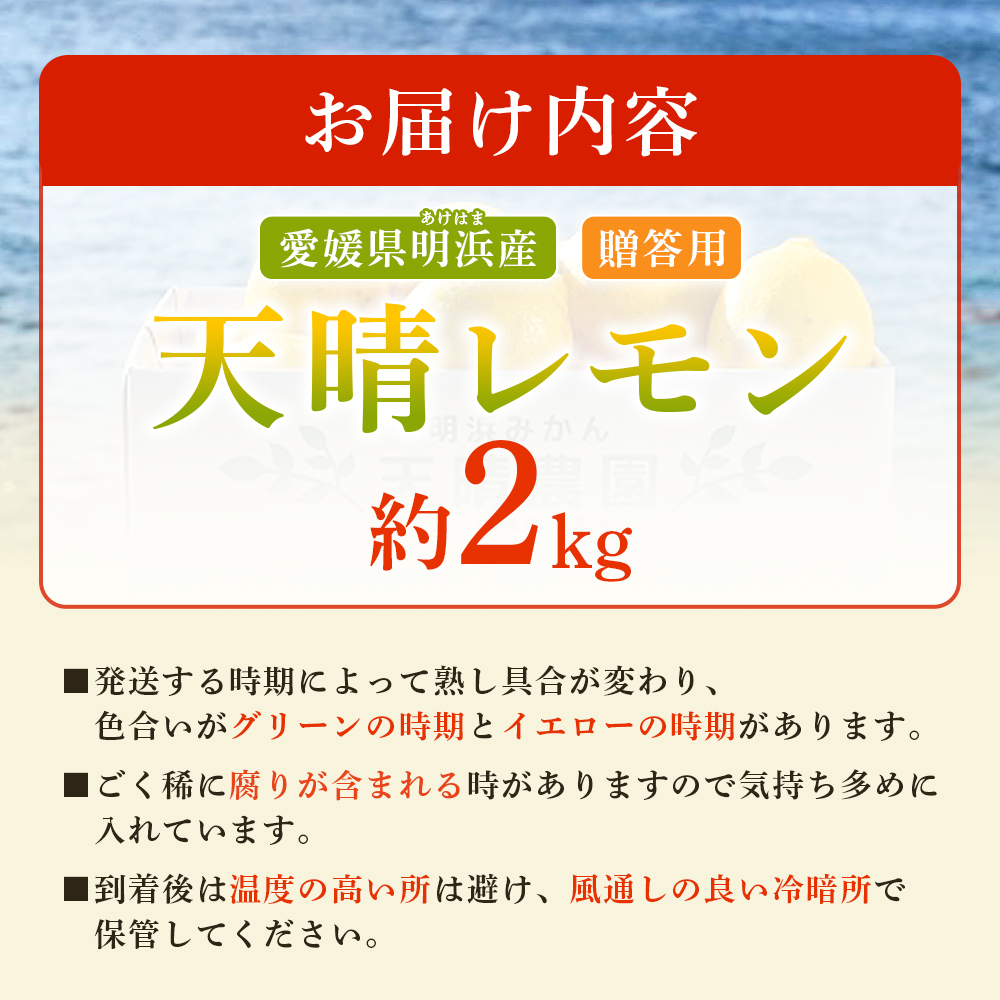 ＜天晴レモン 贈答用 約2kg＞ フルーツ 果物 くだもの レモン れもん 檸檬 柑橘 プレゼント 贈り物 お返し お礼 ギフト アレンジ 料理 国産 国産レモン 愛媛県産 特産品 株式会社笑丸 愛媛県 西予市