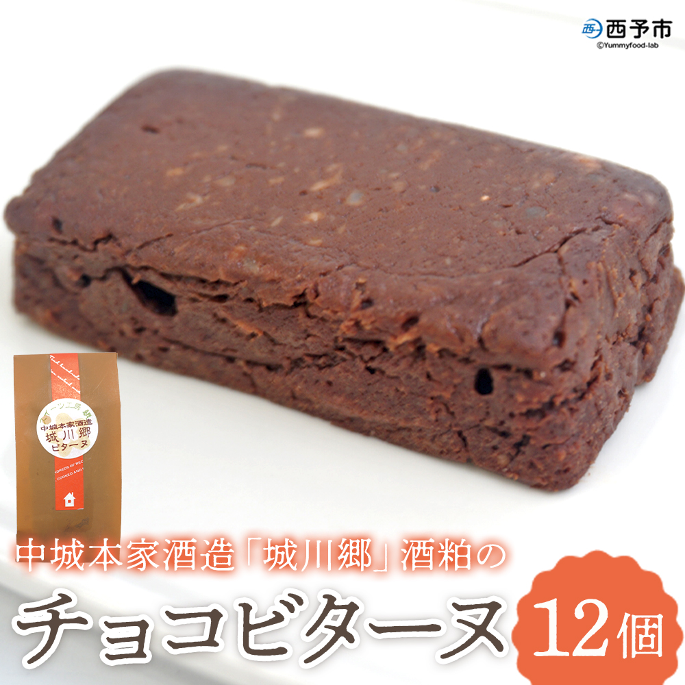＜中城本家酒造「城川郷」酒粕のチョコビターヌ 12個＞ お酒 焼き菓子 洋菓子 おやつ デザート お取り寄せ 詰め合わせ 個包装 ギフト スイーツ工房絹 愛媛県 西予市