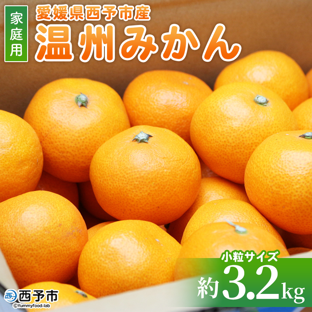 ＜愛媛県西予市産 温州みかん 小粒サイズ 家庭用 約3.2kg＞ 愛媛県産 西宇和 小玉 小さめ 果物 フルーツ 柑橘 うんしゅうみかん ウンシュウミカン オレンジ ミカン 蜜柑 訳あり 小林果園 愛媛県 西予市