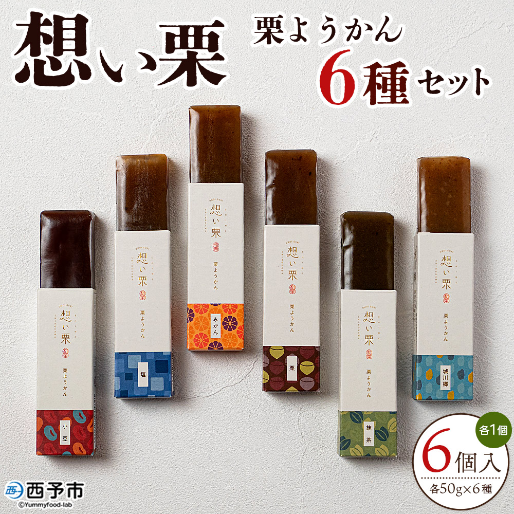＜想い栗 栗ようかん 6種セット 合計6個入り＞ 栗 くり クリ 羊羹 くりようかん 栗羊羹 栗 6種類 スイーツ おやつ お菓子 和菓子 食べやすい セット 詰合せ プレゼント 贈り物 贈答 城川ファクトリー 愛媛県 西予市