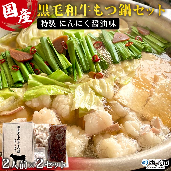 国産黒毛和牛もつ鍋セット～特製にんにく醤油味～（2人前×2セット）