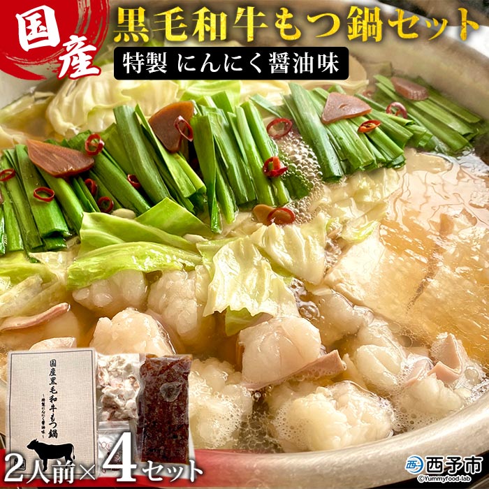 国産黒毛和牛もつ鍋セット～特製にんにく醤油味～（2人前×4セット）
