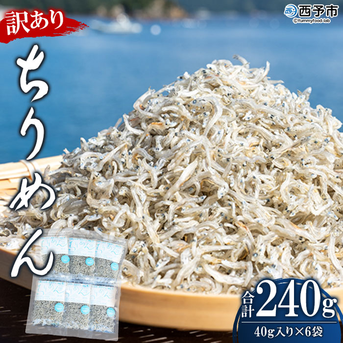 [訳あり ちりめん 合計240g(40g入り×6袋)] しらす シラス じゃこ 小分け おすそ分け 無添加 小魚 ご家庭用 愛媛県 西予市