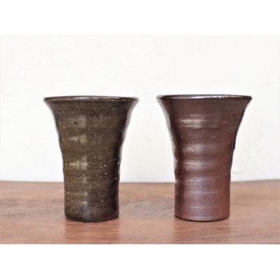 備前焼 ビアマグ2個セット(中)　b2-052