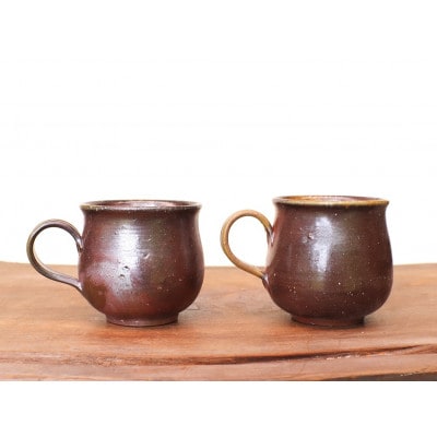 備前焼 コーヒーカップ(中)サンギリ・2個セット　c2-005