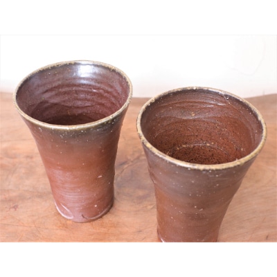 備前焼 ビアマグ2個セット・波(大)　b3-018