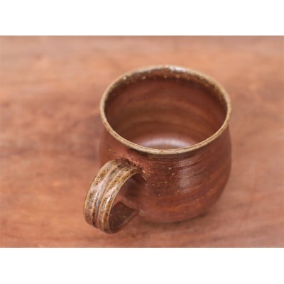 備前焼 コーヒーカップ(大)・ろくろ目　c7-057