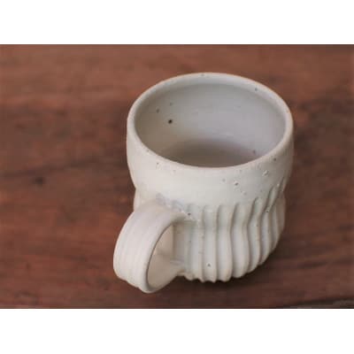 コーヒーカップ・鎬(白マット)　yc-043