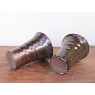 備前焼 ビアマグ2個セット(中)　b2-052