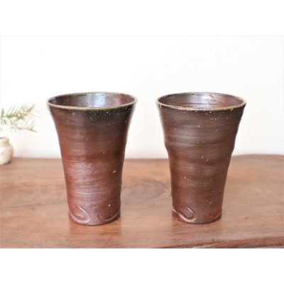 備前焼 ビアマグ2個セット・波(大)　b3-018