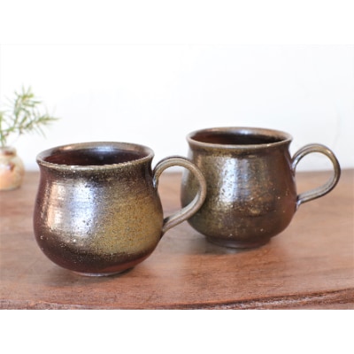 備前焼 コーヒーカップ(中)2個セット　c2-003