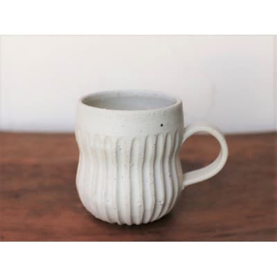 コーヒーカップ・鎬(白マット)　yc-043