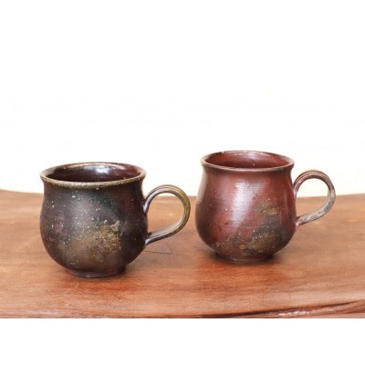 備前焼 コーヒーカップ(中)サンギリ・2個セット　c2-005