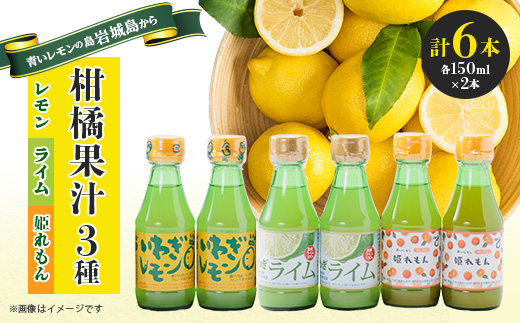 果汁3種(レモン・ライム・姫レモン)セットA　計6本