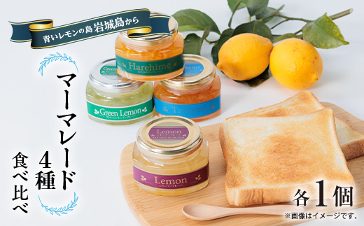 上島町　マーマレード4種セットA(グリーンレモン・イエローレモン・たまみ・はれひめ)　