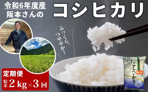 【3回定期便】コシヒカリ 精米2kg 計6kg 令和6年産｜久万高原町 米 新米 お米 こめ コメ 愛媛　※離島への配送不可