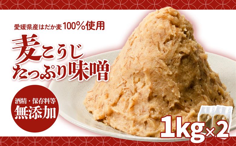 麦こうじたっぷり味噌 1kg×2個 | 味噌 味噌汁 みそ汁 減塩 低塩 麦みそ 国産 大麦 大豆 味噌 みそ 粒みそ 調味料 はだか麦 はだかむぎ 麹 こうじ 味噌汁 みそ汁 愛媛県 松前町 えひめけん まさきちょう ギノーみそ 麦こうじたっぷり味噌 1kg×2個