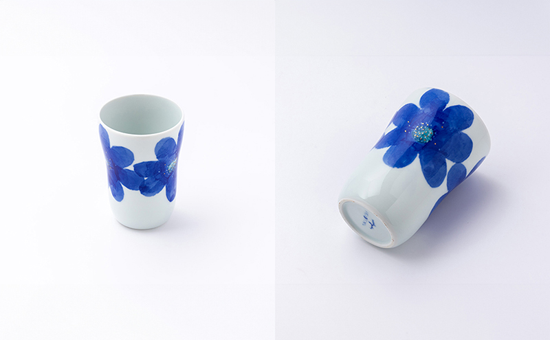 砥部焼 東窯 ビアカップ 1点 P.S.ブルー