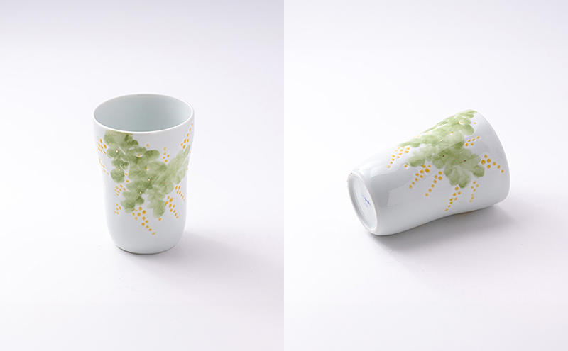 砥部焼 東窯 ビアカップ 1点 ミモザ