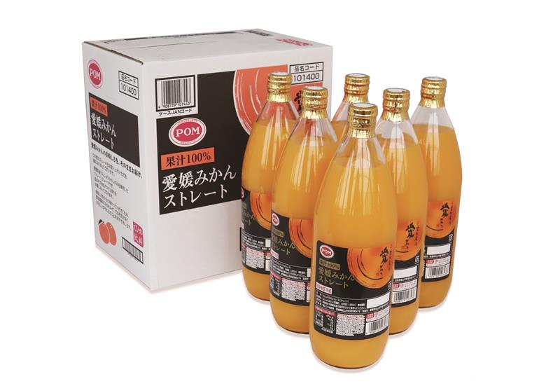 【2025年11月中旬以降発送予定】みかん100％ジュース　POM　愛媛みかんストレート　1L×6本入【愛媛県産 温州 みかん 柑橘 ミカン オレンジ ポンジュース 飲み物 ストレート 濃厚 コク 甘い 無添加 フレッシュ ビタミン 果汁飲料】 [No.5310-0303]