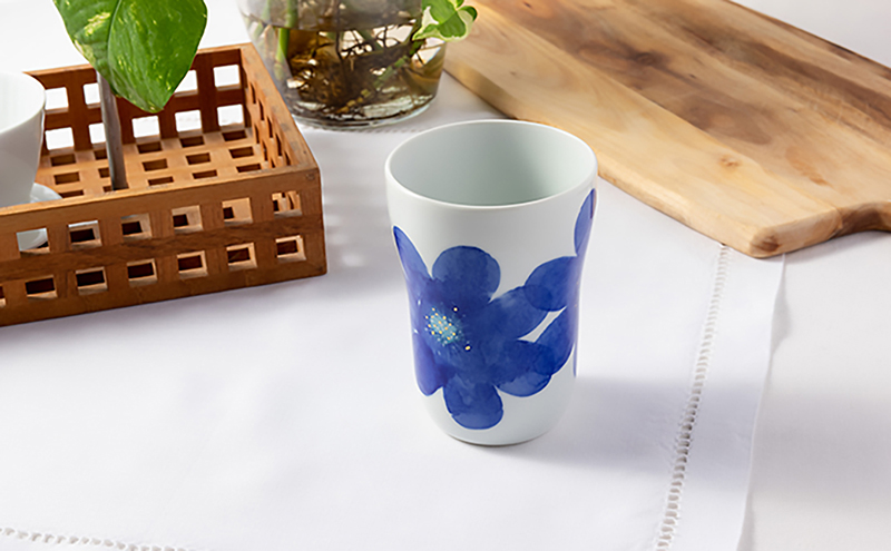 砥部焼 東窯 ビアカップ 1点 P.S.ブルー