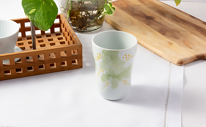 砥部焼 東窯 ビアカップ 1点 ミモザ