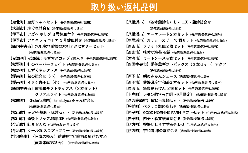 カタログギフト「えひめの贈り物」こみきゃん（全34品から選択）【愛媛県 厳選 特産品 あとから 選べる オンライン注文 グルメ 食品 工芸品 みかん レモン しらす 砥部焼 贈答 プレゼント お土産 化粧箱入り】