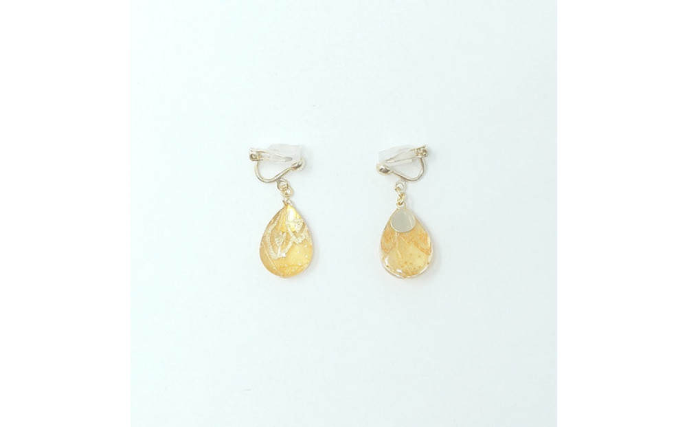 IKAZAKI WASHI JEWERLY しずくイヤリング「オレンジ」レース柄