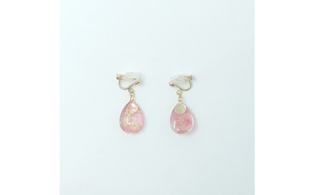 IKAZAKI WASHI JEWERLY しずくイヤリング「ピンク」桜柄
