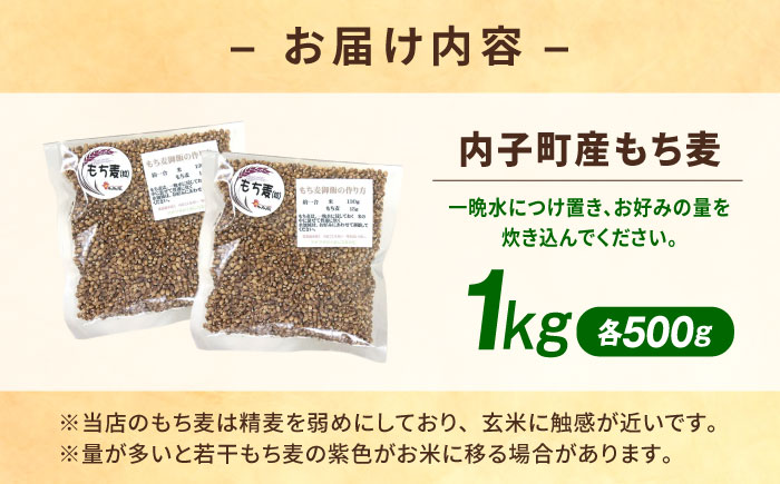 内子町産もち麦1kg ／ 国産 雑穀米 もち麦 ごはん おすすめ 送料無料 米 【株式会社内子フレッシュパークからり】 [BKAD008]