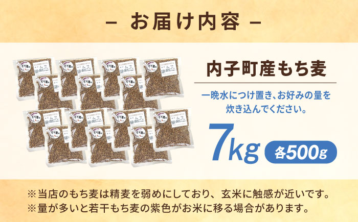 内子町産もち麦7kg ／ 国産 雑穀米 もち麦 ごはん おすすめ 送料無料 米 【株式会社内子フレッシュパークからり】 [BKAD014]