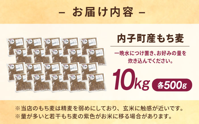内子町産もち麦10kg ／ 国産 雑穀米 もち麦 ごはん おすすめ 送料無料 米 【株式会社内子フレッシュパークからり】 [BKAD017]