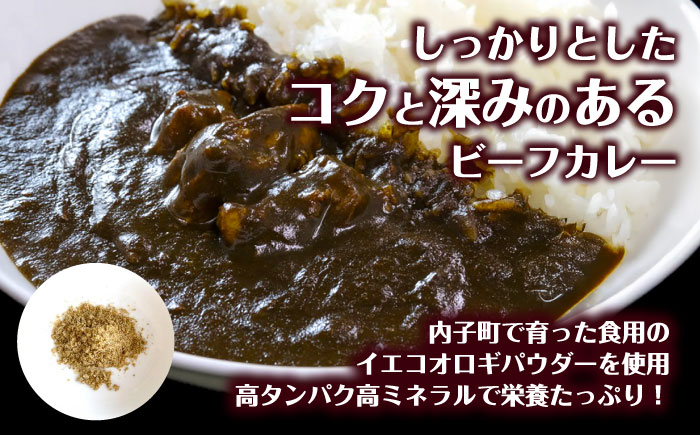 イエコオロギパウダー コオロギ黒カレー4個セット／ビーフカレー スパイスカレー タンパク質 食物繊維 鉄分 亜鉛 保存食 防災 内子町【株式会社ヒューネット風の谷うちこおろぎファーム】 [BKBN001]