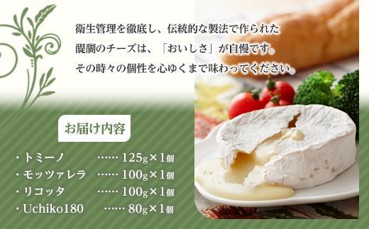ナチュラルチーズ4種詰め合わせ（トミーノ/モッツァレラ/リコッタ/Uchiko180）