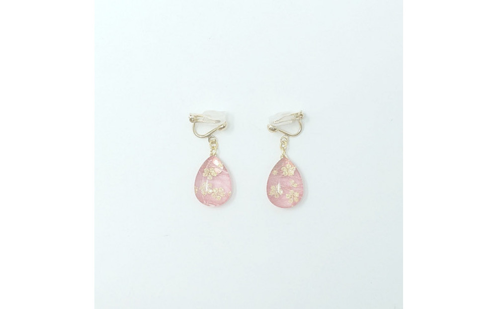 IKAZAKI WASHI JEWERLY しずくイヤリング「ピンク」桜柄