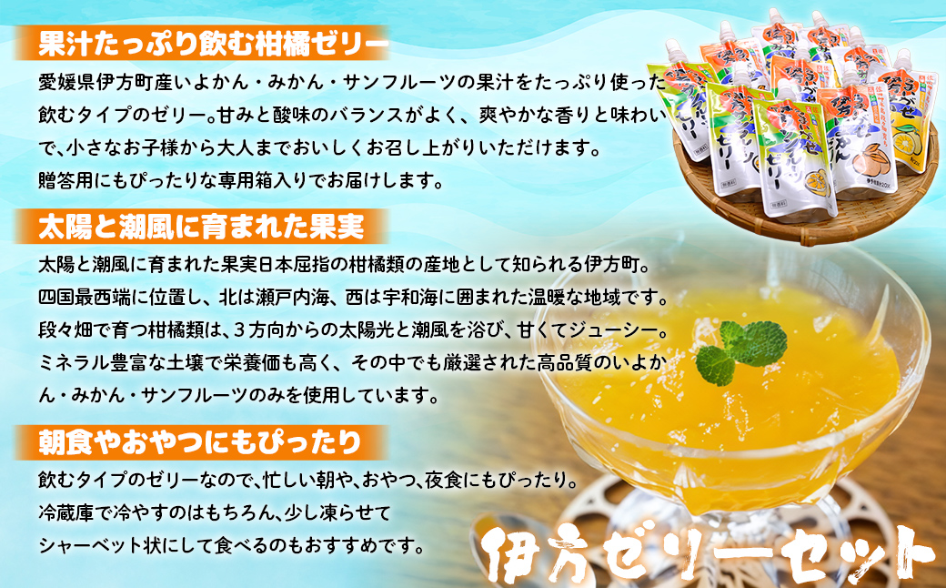 【愛媛県産】うまいがぜ伊方ゼリー3種セット4箱 ※離島への配送不可  IKTI016