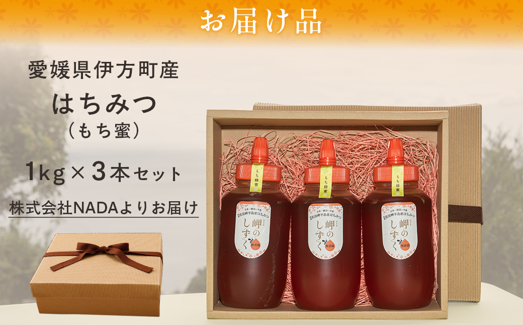 【もち蜂蜜】みかん農園のはちみつ 1kg×3本入 ※離島への配送不可  【ふるさと納税 人気 おすすめ ランキング はちみつ ハチミツ 蜂蜜 みつ 蜜 ミツ もち蜂蜜 愛媛県産 伊方町特産品 佐田岬 大岩農園 岬のしずく 蜂蜜 もち蜂蜜 愛媛県 伊方町 送料無料】 IKTC013