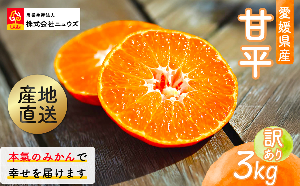 【先行予約】産地直送！愛媛県産甘平 3kg（訳あり）（2026年1月下旬より発送予定）  IKTF020