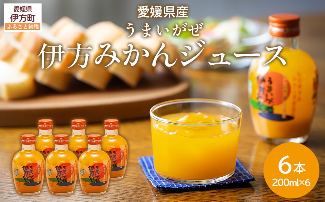 【先行予約】【愛媛県産】うまいがぜ伊方みかんジュース（200ml×6本） ストレート果汁100％（2025年12月より発送予定） IKTI017