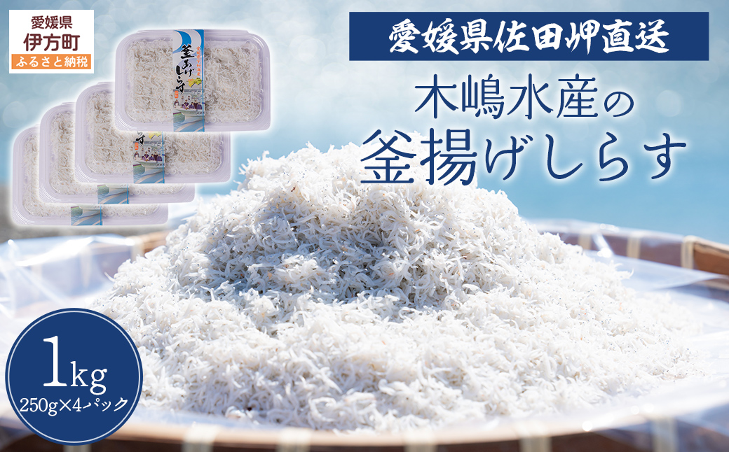 【愛媛県・佐田岬直送】木嶋水産の釜揚げしらす 1kg（250g×4パック）※離島への配送不可 IKTP010